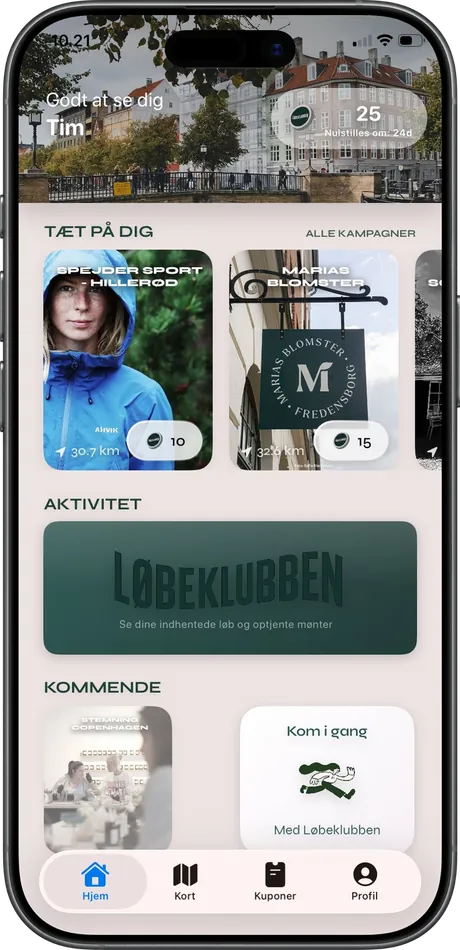 The app home screen with balance and offers near you